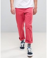 Asos Straight Chinos In Washed Red