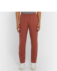 De Bonne Facture Tapered Brushed Linen Drawstring Trousers