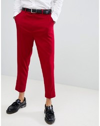 ASOS DESIGN Tapered Smart Trousers In Red