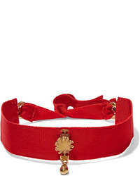 Valentino Cult Grosgrain And Gold Plated Choker Red