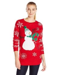 Allison Brittney Long Sleeve Crew Neck Snowman Ugly Christmas Sweater