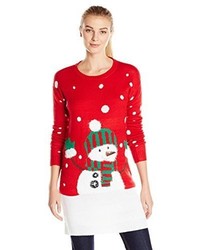Allison Brittney Snowman Crew Neck Ugly Christmas Sweater Tunic