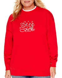 Asstd National Brand Mccc Sportswear Long Sleeve Let It Snow Holiday Fleece Sweatshirt Plus