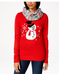 Belle Du Jour Juniors Snowman Holiday Sweater