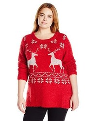 French Laundry Plus Size Reindeer Ugly Christmas Sweater