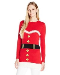 Isabellas Closet Cute Santa Suit Ugly Christmas Sweater Tunic