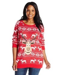Isabellas Closet Plus Size Sequin Rudolph Fair Isle Ugly Christmas Sweater