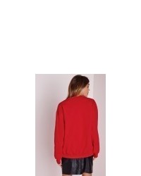 Missguided Happy Holla Days Sweater Red