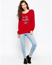 Asos Petite Holidays Sweater In Im On The Naughty List