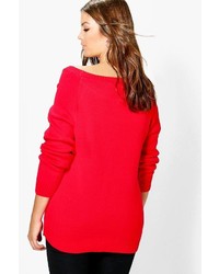 Boohoo Plus Amy Off The Shoulder Christmas Jumper