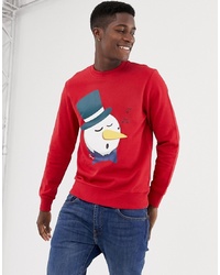 Jack & Jones Originals Christmas Sweatshirt With Snowman Print