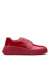 Red Chunky Leather Derby Shoes