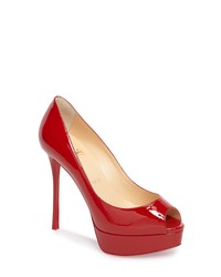 Red Chunky Leather Pumps