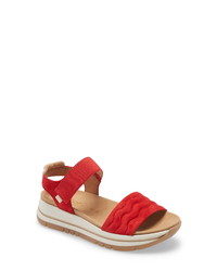 Red Chunky Suede Flat Sandals