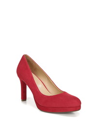 Red Chunky Suede Pumps