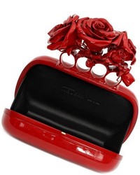 Alexander McQueen Red Patent Knuckle Box Clutch