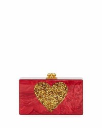 Edie Parker Jean Heart Box Clutch Bag Red
