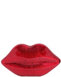 Lulu Guinness Lips Glitter Effect Perspex Clutch