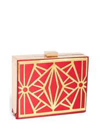 Natasha Couture Metal Box Clutch Red