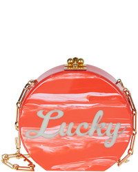 Edie Parker Oscar Lucky Round Clutch Bag Red Marble