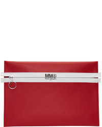 MM6 MAISON MARGIELA Red Faux Leather Zip Pouch