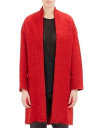 Isabel Marant Boucle Belted Teddy Coat Red