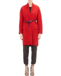 Isabel Marant Boucle Belted Teddy Coat Red Size 36 Fr