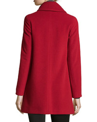 Cinzia Rocca Due Hidden Button Wool Blend Long Coat Red