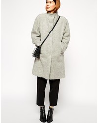 Asos Collection Oversized Coat With Funnel Neck In Hairy Wool