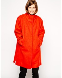 Asos Collection Oversized Coat With Funnel Neck In Hairy Wool