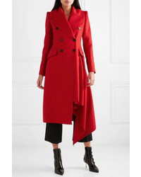 Alexander McQueen Double Breasted Asymmetric Wool And Cashmere Blend Coat