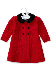 Girls' Red Coat, Black Boots, White Bag, White Beanie | Lookastic