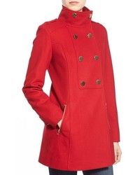 GUESS Double Breasted Wool Blend Swing Coat