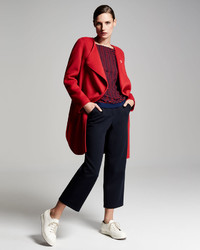 Armani Collezioni Double Faced Wool Wrap Coat Red