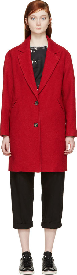 Diskriminere springe kondom Etoile Isabel Marant Isabel Marant Etoile Red Tweed Dante Coat, $700 |  SSENSE | Lookastic