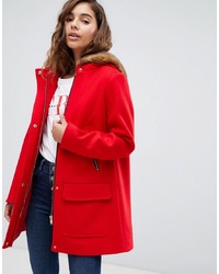 ASOS DESIGN Hooded Slim Coat With Faux
