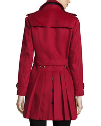 Burberry London Pleated Back Belted Trenchcoat Parade Red