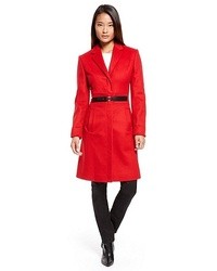 Hugo Boss Mariett Virgin Wool Cashmere Blend Belted Coat Medium Red