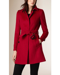 Burberry Pleat Detail Wool Cashmere Trench Coat