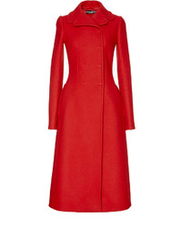 Dolce & Gabbana Red Cashmere And Wool Long Sleeved Coat
