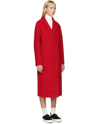 Edit Red Oversized Boiled Wool Coat
