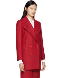 Carven Red Wool Double Breasted Coat