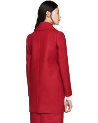 Carven Red Wool Double Breasted Coat