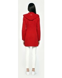 Soia & Kyo Elin Red Classic Rain Trench Coat With Removable Hood