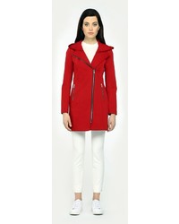 Soia & Kyo Elin Red Classic Rain Trench Coat With Removable Hood