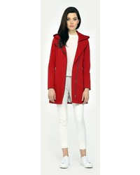 Soia & Kyo Elin Red Classic Rain Trench Coat With Removable Hood