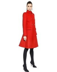 Versace Flared Double Wool Blend Coat