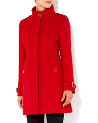 Wallis Red Petite Funnel Coat