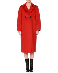 Agnona Wool Blend Coat With Removable Capelet Scarlet Red