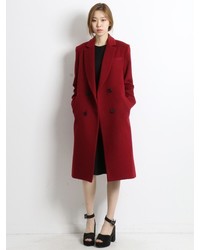 Wool Blend Double Coat Red
